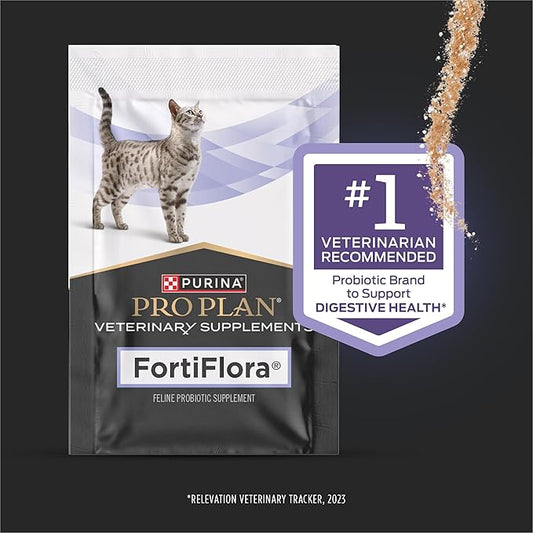 Purina Pro Plan Veterinary Supplements FortiFlora Daily Probiotics for Cats for Digestive Gut Health and Diarrhea - 30 ct. Box