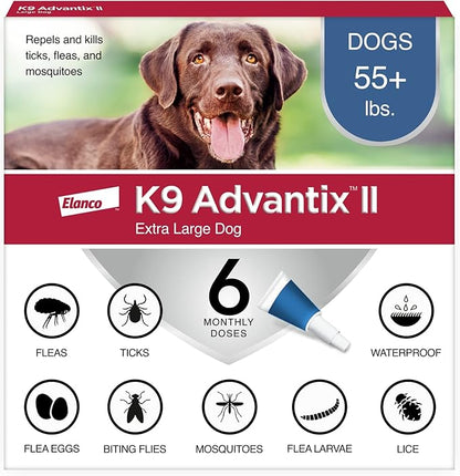 K9 Advantix II XL Dog Vet-Recommended Flea, Tick & Mosquito Treatment & Prevention  Dogs Over 55 lbs.  6-Mo Supply