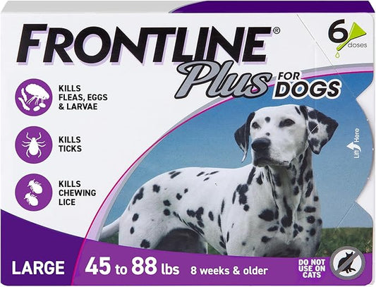 Frontline Plus For Dogs 45 to 88 LBS 6 Doses 6 Month Supply