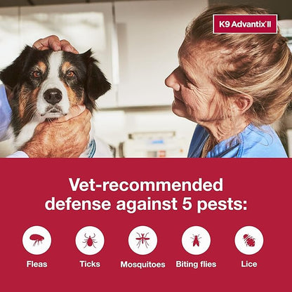 K9 Advantix II Large Dog Vet-Recommended Flea, Tick & Mosquito Treatment & Prevention  Dogs 21 - 55 lbs.  6-Mo Supply