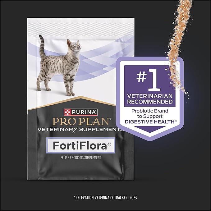 Purina Pro Plan Veterinary Supplements FortiFlora Daily Probiotics for Cats for Digestive Gut Health and Diarrhea - 30 ct. Box